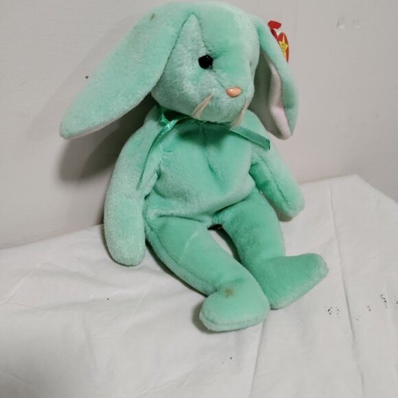 Ty Beanie Baby Mint Green Bunny Hippity Plush Toy With Original Tags 9 Collector - Picture 3 of 10